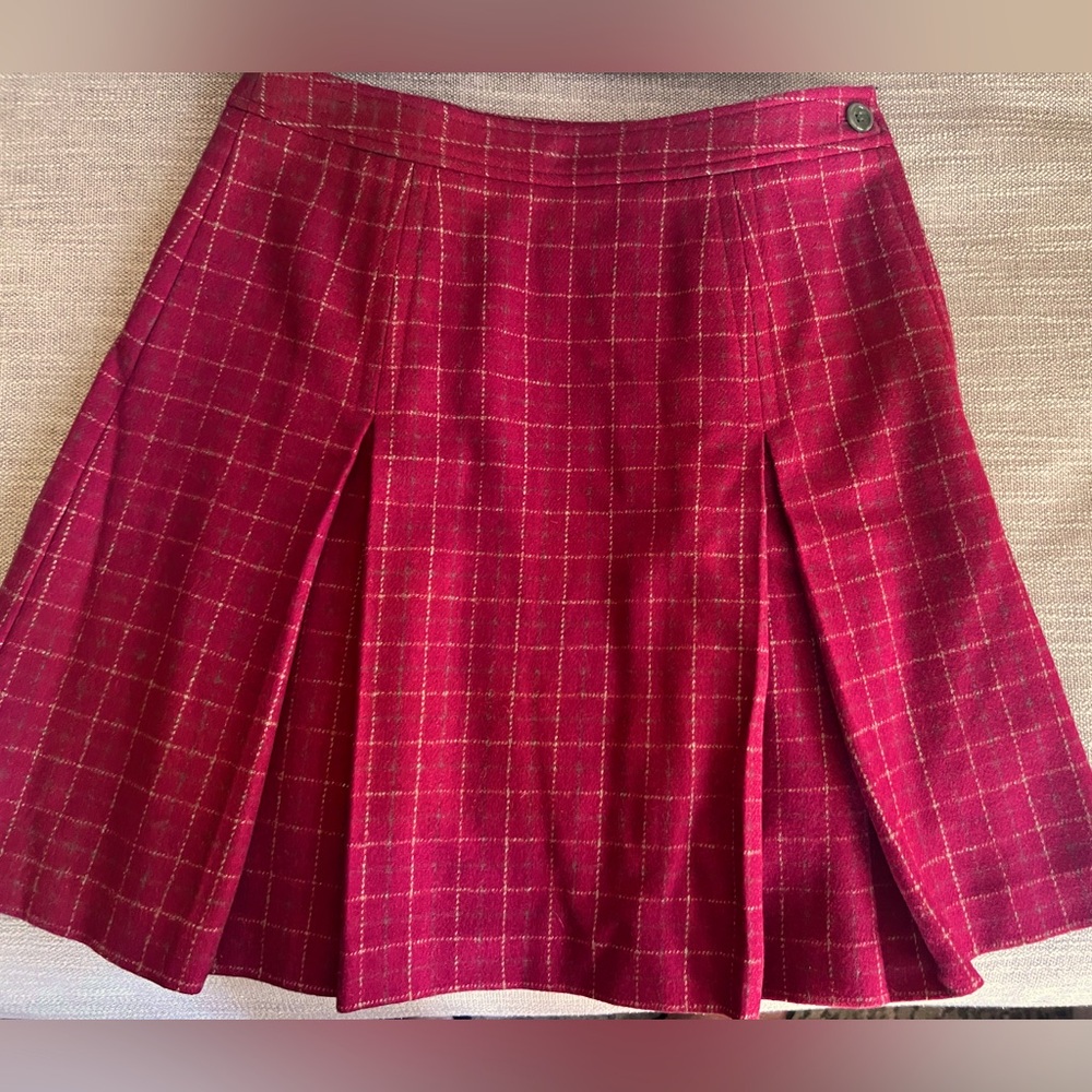 Jcrew wool pleated skirt:  crimson red size 6